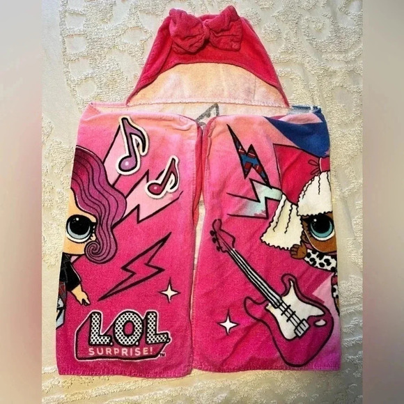 L.O.L. Surprise Soft Cotton Hooded Bath Towel Wrap, 24” x 50”, Pink - Picture 2 of 4